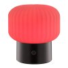 Brilliant RGB LED table lamp Sarastro, ribbed white shade, 2700 Kelvin warm white