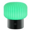 Brilliant RGB LED table lamp Sarastro, ribbed white shade, 2700 Kelvin warm white