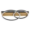 Brilliant LED ceiling light Calma with overlapping oval frames and dark wood slats