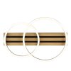 Brilliant LED ceiling light Calma with overlapping oval frames and dark wood slats