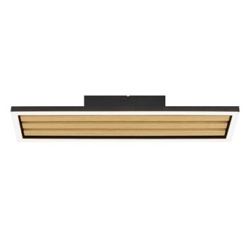 Brilliant Industrial LED ceiling light Calma with dark wood slats, 3000 Kelvin warm white