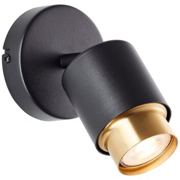 Brilliant Wall spotlight Covelo, cylindrical swivel head, gold bezel, 3000 Kelvin warm white