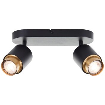 Brilliant Ceiling Spotlight Covelo, 2 Rotating Heads, Gold Trim, 3000 Kelvin Warm White
