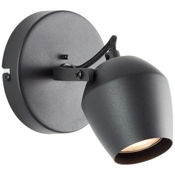 Brilliant Wall Spotlight Vertino, conical head, black shade, 3000 Kelvin warm white