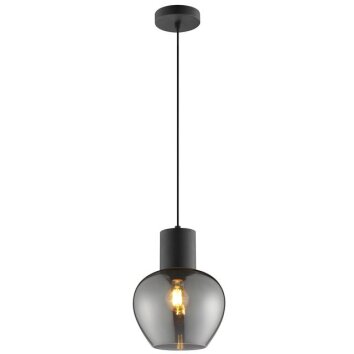Brilliant Leuchten pendant light Ligari with teardrop-shaped smoke-coloured glass shade