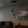 Brilliant 3-light pendant light Ligari with staggered teardrop smoke-coloured glass shades