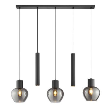 Brilliant Linear Pendant Light Ligari with 3 smoke-coloured glass shades