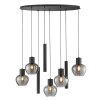 Brilliant 5-light pendant light Ligari with modern smoke-coloured glass shades