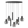 Brilliant 5-light pendant light Ligari with modern smoke-coloured glass shades