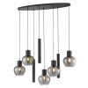 Brilliant 5-light pendant light Ligari with modern smoke-coloured glass shades