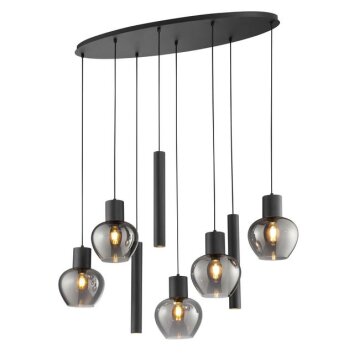 Brilliant 5-light pendant light Ligari with modern smoke-coloured glass shades