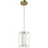 Brilliant Leuchten Cage pendant light Dolly, gold frame, white glass shade, 12.5 cm long