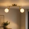 Brilliant Globe ceiling spotlight Jorge with 2 white glass shades and rotating heads