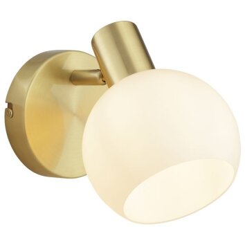 Brilliant Wall Spotlight Cony with a round, swivelling head and white glass shade