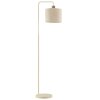 Brilliant Floor Lamp Arlo with a cylindrical beige fabric shade and wooden collar