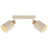 Brilliant Ceiling Spotlight Arlo with beige fabric shades and ribbed wood details