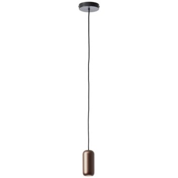 Brilliant Pendant light Jane with a cylindrical brown metal shade in industrial style