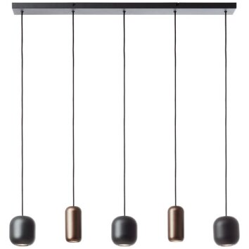 Brilliant Linear Pendant Light Jane with cylindrical brown metal shades, 102 cm long