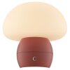 Brilliant LED Table Lamp Dupos, white mushroom shade, red base, 2700 Kelvin warm white