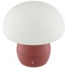 Brilliant LED Table Lamp Dupos, white mushroom shade, red base, 2700 Kelvin warm white