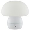 Brilliant LED mushroom-shaped table lamp Dupos with white glass shade, 2700 Kelvin warm white