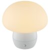 Brilliant LED mushroom-shaped table lamp Dupos with white glass shade, 2700 Kelvin warm white