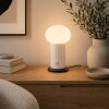 Brilliant LED Table Lamp Venti, ribbed base, white glass shade, 3000 Kelvin warm white