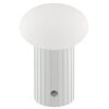 Brilliant LED Table Lamp Venti, ribbed base, white glass shade, 3000 Kelvin warm white