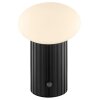 Brilliant LED table lamp Venti, fluted base, white glass shade, 3000 Kelvin warm white