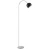 Brilliant Modern floor lamp Helen with curved neck and black dome shade, chrome finish