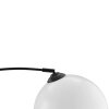 Brilliant modern sofa arc floor lamp Vessa, curved arm, white dome shade, swivel head