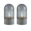 Brilliant LED table lamp Illusion with smoke-coloured glass dome shades and grey base