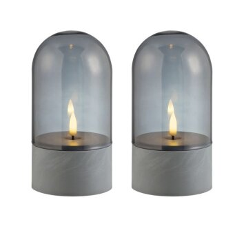 Brilliant LED table lamp Illusion with smoke-coloured glass dome shades and grey base