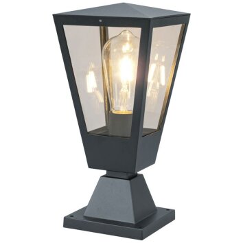 Brilliant modern lantern-style pedestal light Westcliff, anthracite metal, clear glazing
