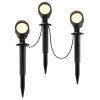 Brilliant LED ground spotlight Kamara, 3 linked heads, IP44, 3000 Kelvin warm white