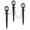 Brilliant LED ground spotlight Kamara, 3 linked heads, IP44, 3000 Kelvin warm white