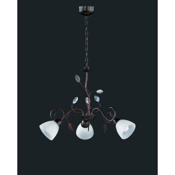 Trio-Leuchten Traditio Pendant Light dark brown, rust-coloured, 3-light sources