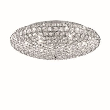 Ideal Lux KING Ceiling Light chrome, Crystal optics, 9-light sources