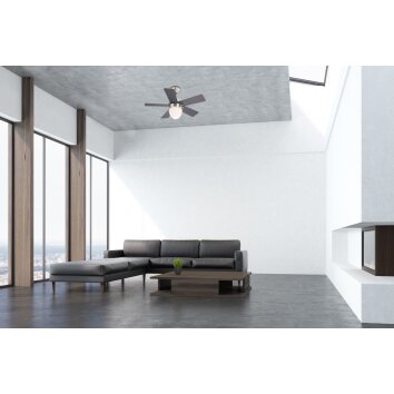 Globo MARVA fan stainless steel, grey, matt nickel, white, 1-light source