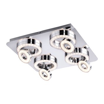 Leuchten Direkt Tim Ceiling Light LED chrome, 8-light sources