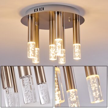 Basvuly Ceiling Light LED matt nickel, 6-light sources