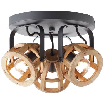 Brilliant MATRIX WOOD ceiling spotlight brown, black, 3-light sources