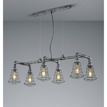 Trio-Leuchten Gotham Pendant Light dark brown, silver, 6-light sources