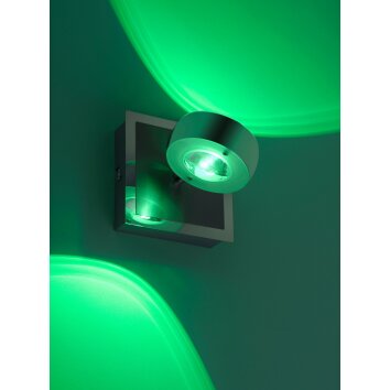 Wall Light Leuchten Direkt Ls-OPTI LED stainless steel, 2-light sources, Remote control, Colour changer