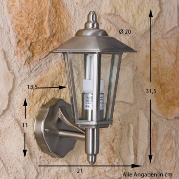 Moskau outdoor wall light stainless steel, transparent, clear, 1-light source
