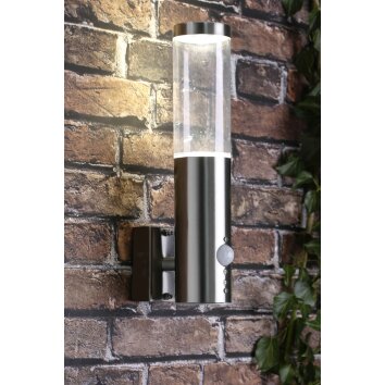 Brilliant BERGEN outdoor wall light LED stainless steel, 1-light source, Motion sensor