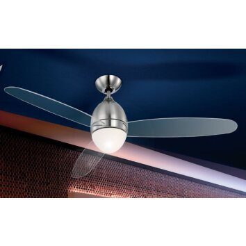 Globo PREMIER fan stainless steel, matt nickel, 2-light sources
