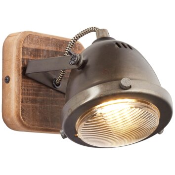 Brilliant CARMEN WOOD wall spotlight stainless steel, 1-light source