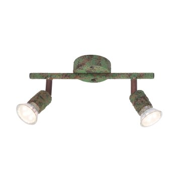 Globo OLANA Spotlight green, rust-coloured, 2-light sources