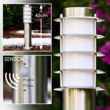 Tunes pedestal light stainless steel, 1-light source, Motion sensor
